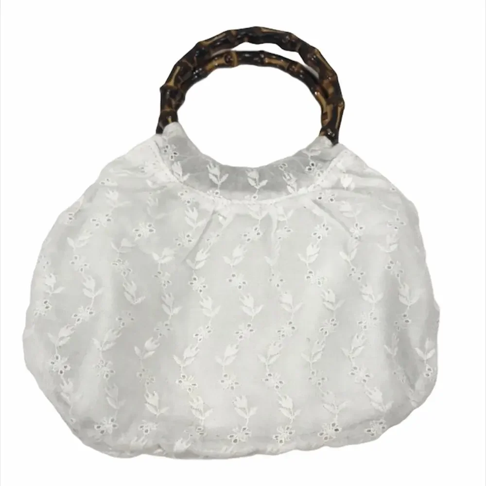 Gap Kids Flower with Wood Handle Mini Bag, White